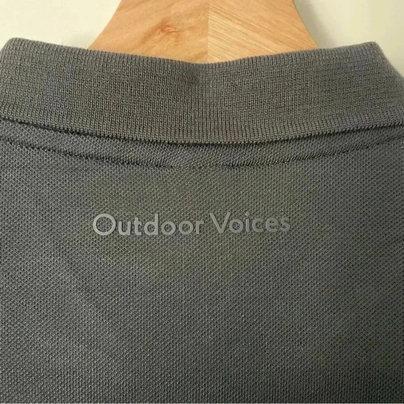 Outdoor Voices Birdie Long Sleeve Polo XXS Black Golf Preppy Oversized - Picture 10 of 13